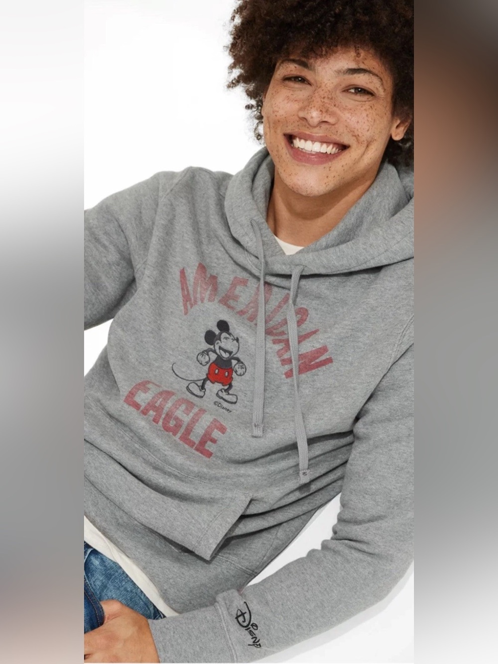 Disney x American Eagle Mickey Mouse Oversized Hoodie Grey Women's Small